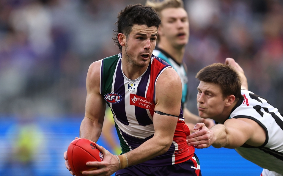 Andrew Brayshaw in action during Fremantle's clash against Port Adelaide in round 23, 2023. Picture: Getty Images
